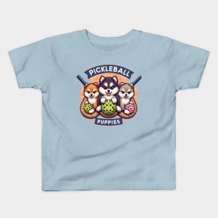 Pomsky Puppies Pickleball Design Kids T-Shirt